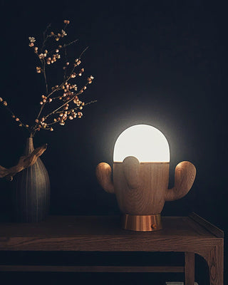 Wooden Cactus Table Lamp Arkstarhome