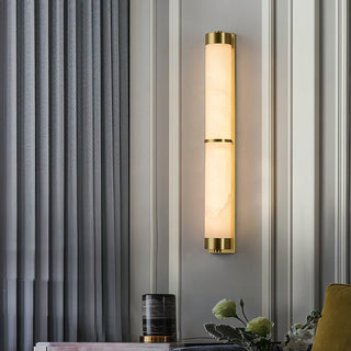 Cylindra Alabaster Brass Wall Light Arkstarhome