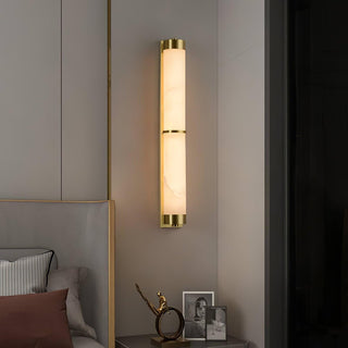 Cylindra Alabaster Brass Wall Light Arkstarhome