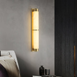 Cylindra Alabaster Brass Wall Light Arkstarhome