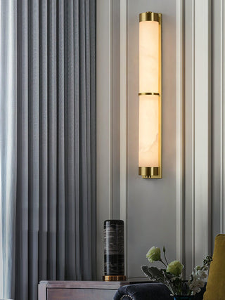 Cylindra Alabaster Brass Wall Light Arkstarhome