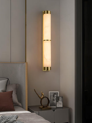 Cylindra Alabaster Brass Wall Light Arkstarhome