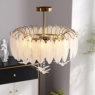 Glass Feather Ceiling Light Arkstarhome