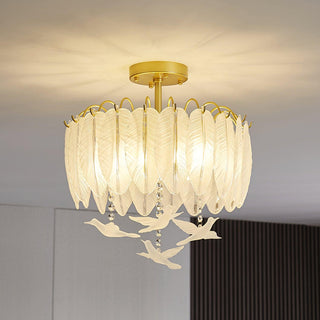 Glass Feather Ceiling Light Arkstarhome