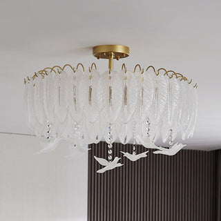 Glass Feather Ceiling Light Arkstarhome