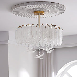 Glass Feather Ceiling Light Arkstarhome