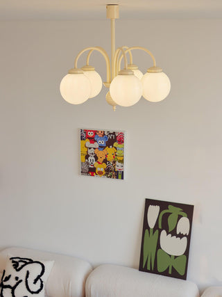 Cream Glass Sphere Chandelier Arkstarhome