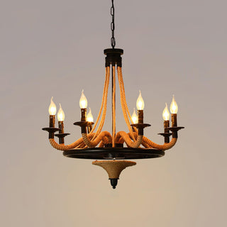 Hemp Rope Industrial Large Wheel Chandelier Arkstarhome