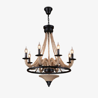 Hemp Rope Industrial Large Wheel Chandelier Arkstarhome