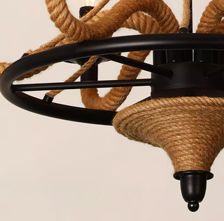 Hemp Rope Industrial Large Wheel Chandelier Arkstarhome