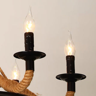 Hemp Rope Industrial Large Wheel Chandelier Arkstarhome