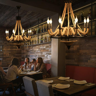 Hemp Rope Industrial Large Wheel Chandelier Arkstarhome