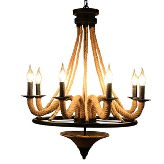 Hemp Rope Industrial Large Wheel Chandelier Arkstarhome