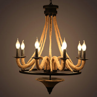 Hemp Rope Industrial Large Wheel Chandelier Arkstarhome