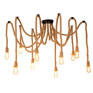 Hemp Rope Scattered Flower Chandelier Arkstarhome