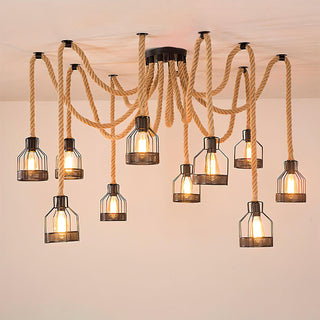 Hemp Rope Scattered Flower Chandelier Arkstarhome