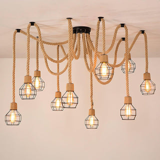 Hemp Rope Scattered Flower Chandelier Arkstarhome