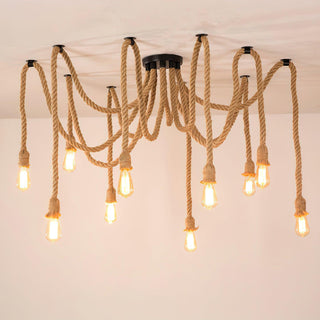 Hemp Rope Scattered Flower Chandelier Arkstarhome