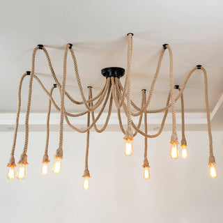 Hemp Rope Scattered Flower Chandelier Arkstarhome