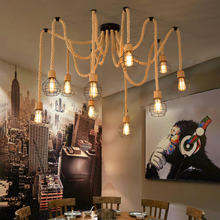 Hemp Rope Scattered Flower Chandelier Arkstarhome