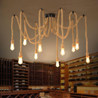 Hemp Rope Scattered Flower Chandelier Arkstarhome