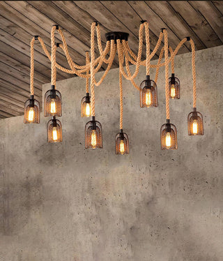 Hemp Rope Scattered Flower Chandelier Arkstarhome