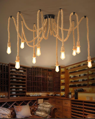 Hemp Rope Scattered Flower Chandelier Arkstarhome