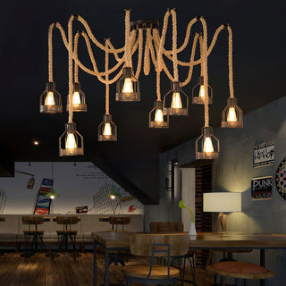Hemp Rope Scattered Flower Chandelier Arkstarhome