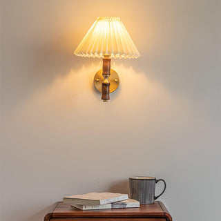 Pleated Walnut Wall Light Arkstarhome