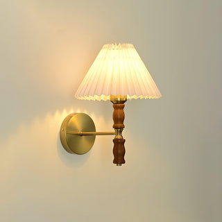 Pleated Walnut Wall Light Arkstarhome
