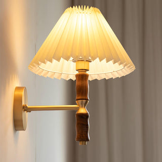Pleated Walnut Wall Light Arkstarhome