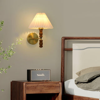 Pleated Walnut Wall Light Arkstarhome