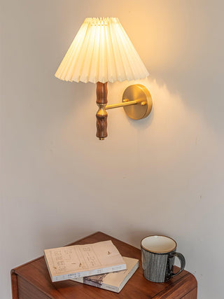 Pleated Walnut Wall Light Arkstarhome