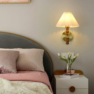 Pleated Walnut Wall Light Arkstarhome
