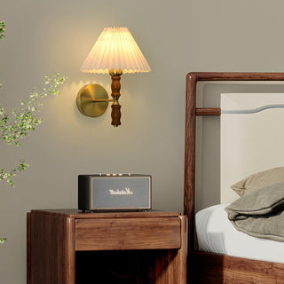 Pleated Walnut Wall Light Arkstarhome