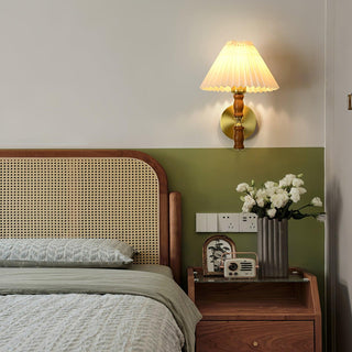 Pleated Walnut Wall Light Arkstarhome