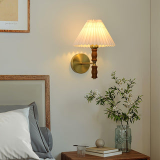 Pleated Walnut Wall Light Arkstarhome