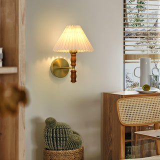 Pleated Walnut Wall Light Arkstarhome