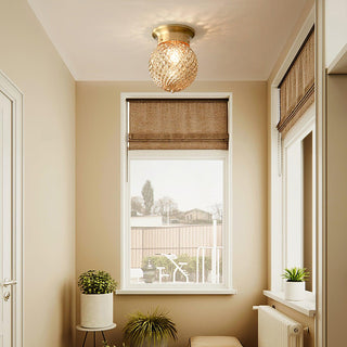 Reeded Globe Flush Ceiling Light Arkstarhome
