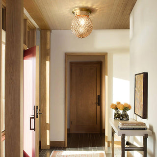 Reeded Globe Flush Ceiling Light Arkstarhome