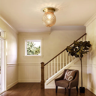 Reeded Globe Flush Ceiling Light Arkstarhome