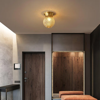 Reeded Globe Flush Ceiling Light Arkstarhome
