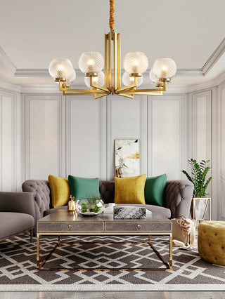 Ribbed Glass Brass Chandelier Arkstarhome