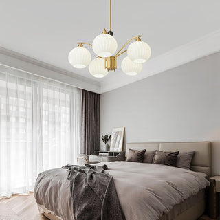 Ribbed Glass Gold Chandelier Arkstarhome