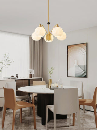 Ribbed Glass Gold Chandelier Arkstarhome