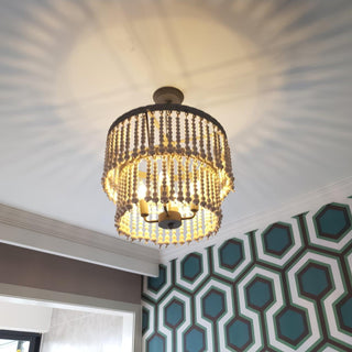 Three Tiered Wood Beaded Chandelier Arkstarhome