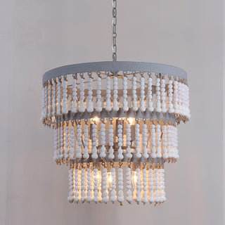 Three Tiered Wood Beaded Chandelier Arkstarhome