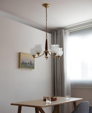 Tulips Glass Wood Chandelier Arkstarhome