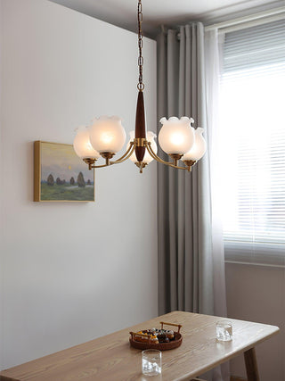 Tulips Glass Wood Chandelier Arkstarhome