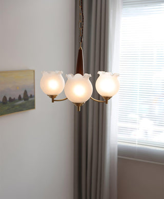 Tulips Glass Wood Chandelier Arkstarhome